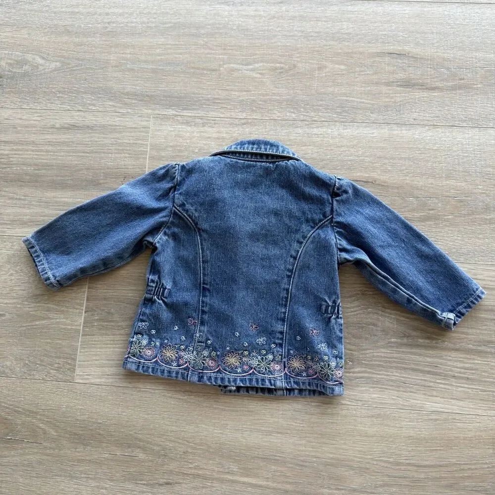 Faded Glory Baby Girls 12 Months Embroidered Blue Jean Jacket Denim Vintage Y2K